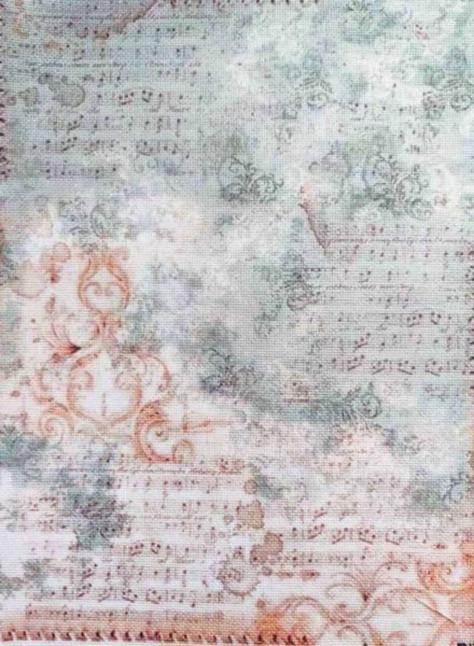 Vintage Roses Designer Printed AIDA Fabric. Canvas for embroidery with an applied background KF-1177A